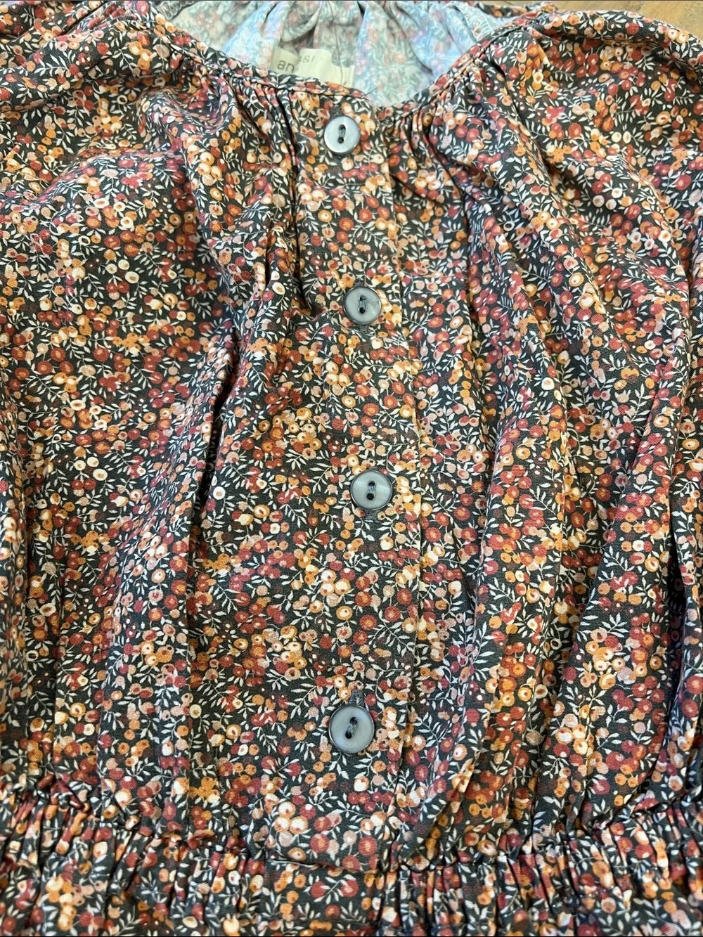Anais & I fall floral elastic waist button front long sleeve dress 4 years